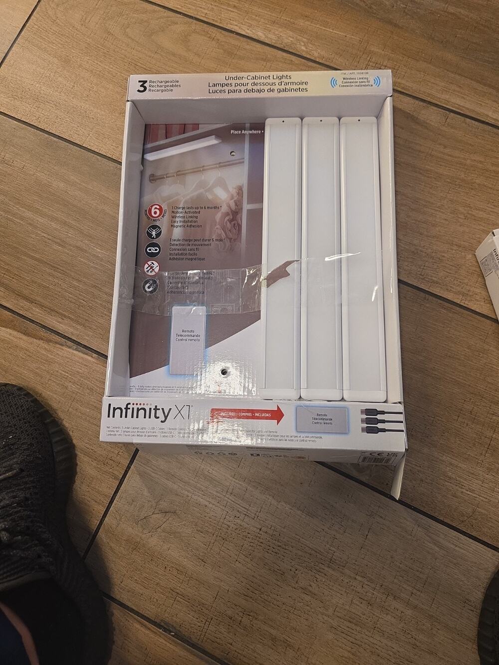 Infinity X1 LED Under Cabinet Lights 3 Pack Motion Sensor USB-C Remote White-NEW